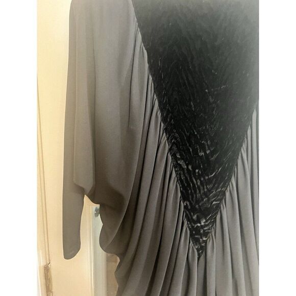 VTG STRONG SHOULDER COCKTAIL DRESS BATWING SLEEVE Animal Print Velvet Oversized - Picture 2 of 9